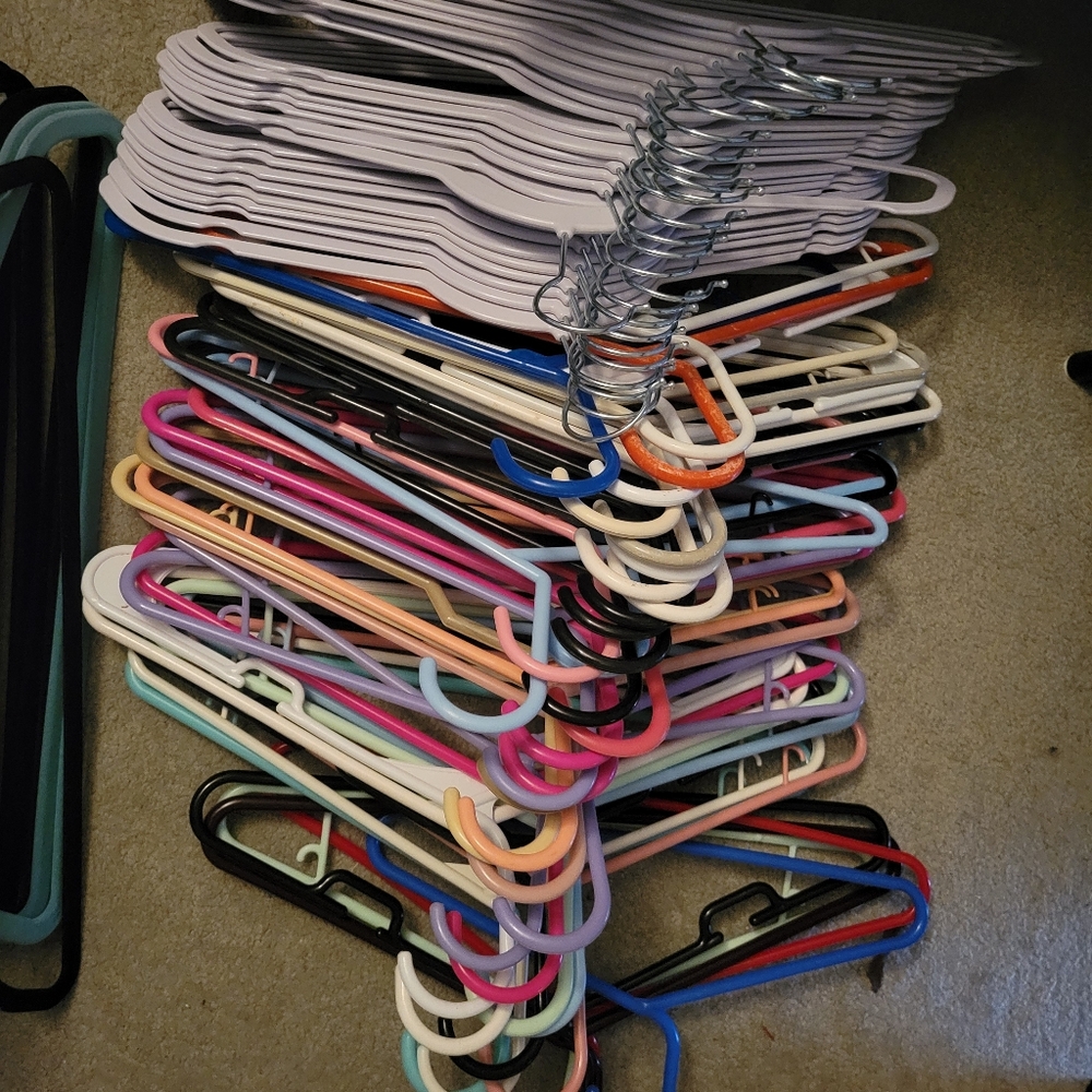 Lot Of Colorful Plastic Hangers Set